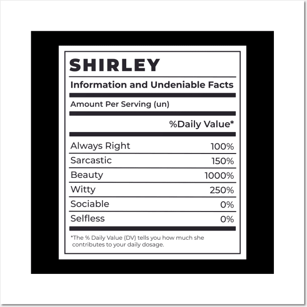 Funny Food Label Female Ingredients SHIRLEY Wall Art by SLAG_Creative